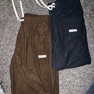 Brown and Black Drawstring Corduroy Pants